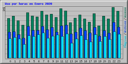 Uso por horas en Enero 2020